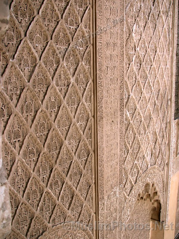 Details of a walls surrounding courtyard in Ben Youssef Medressa